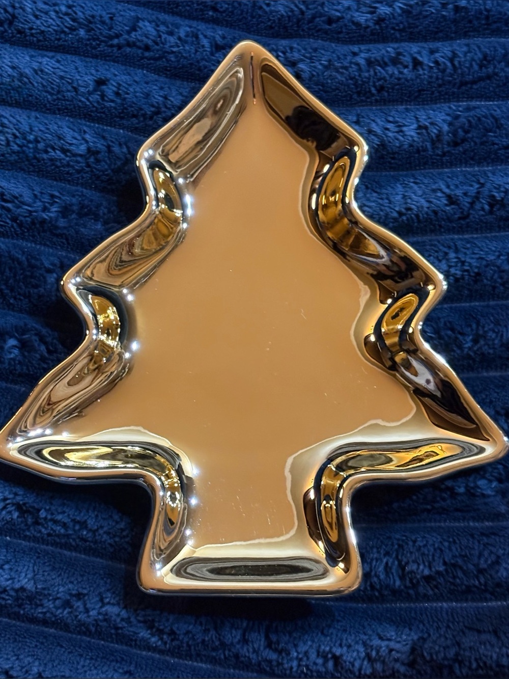 Gold Metallic Christmas Tree Candy Dish